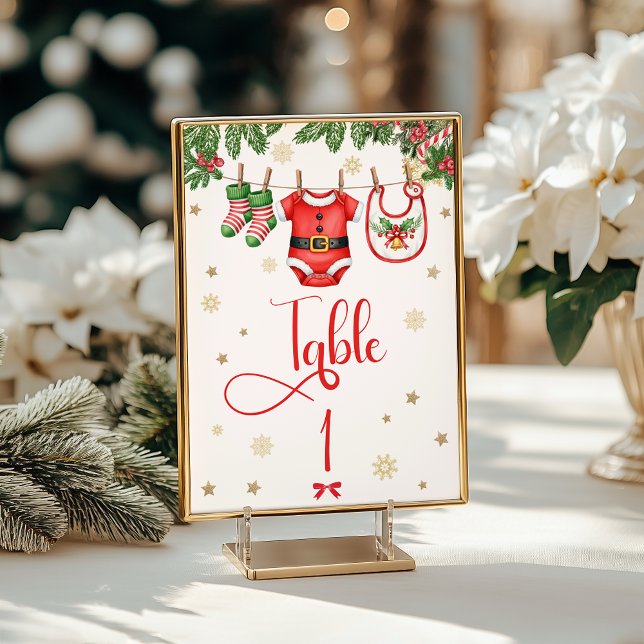 Christmas Baby Clothes Line Table Number Bordsnummer (Skapare uppladdad)