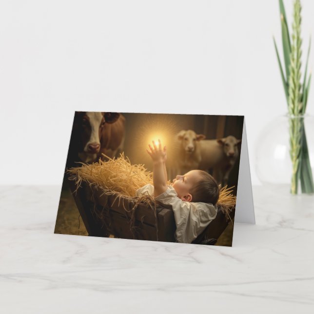 Christmas Baby Jesus In a Manger Kort (Framsida)