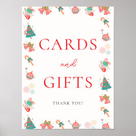 Christmas Baby Shower Cards and Gifts Sign Poster