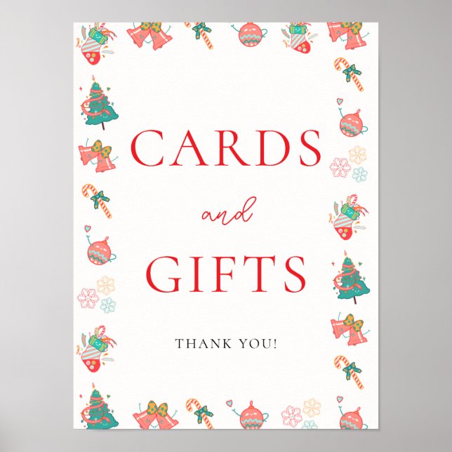 Christmas Baby Shower Cards and Gifts Sign Poster (Framsidan)
