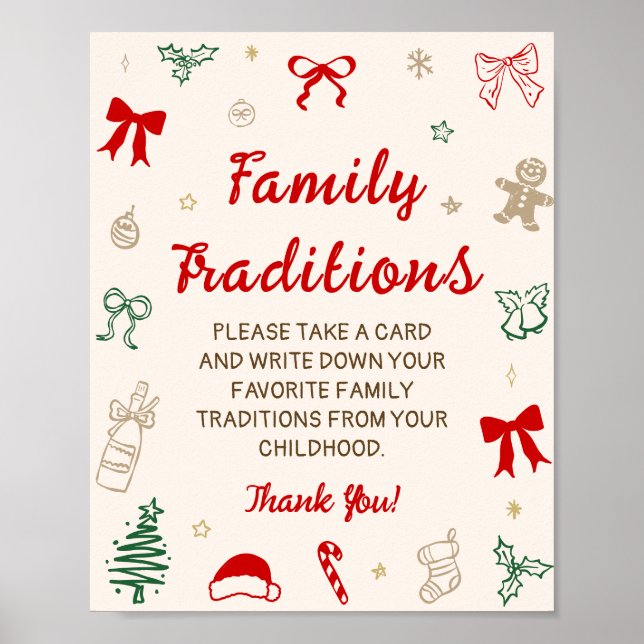 Christmas Baby Shower Family Traditions Game Poster (Framsidan)
