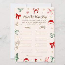 Christmas Baby Shower Guess the Age Game Card Inbjudningar