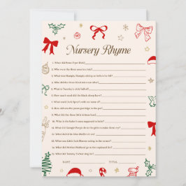 Christmas Baby Shower Nursery Rhyme Game Printable Inbjudningar
