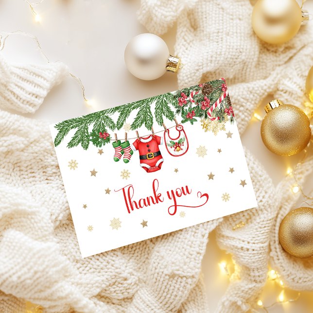 Christmas Baby Shower Thank You Card Santa Baby  Tack Kort (Skapare uppladdad)