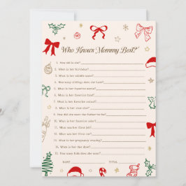 Christmas Baby Shower Who knows Mommy best Card Inbjudningar