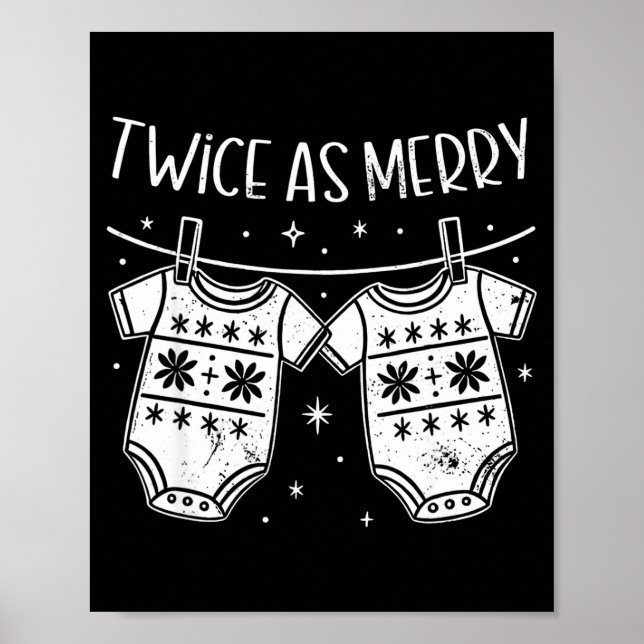 Christmas Baby Twin Mom Xmas Twin Pregnancy Reveal Poster (Framsidan)