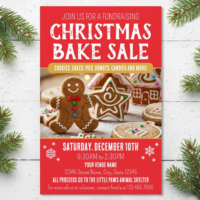 Christmas Bake Sale Festive Holiday Red Business Flygblad (Skapare uppladdad)