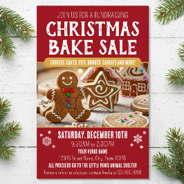 Christmas Bake Sale Photo Festive Holiday Deep Red Flygblad