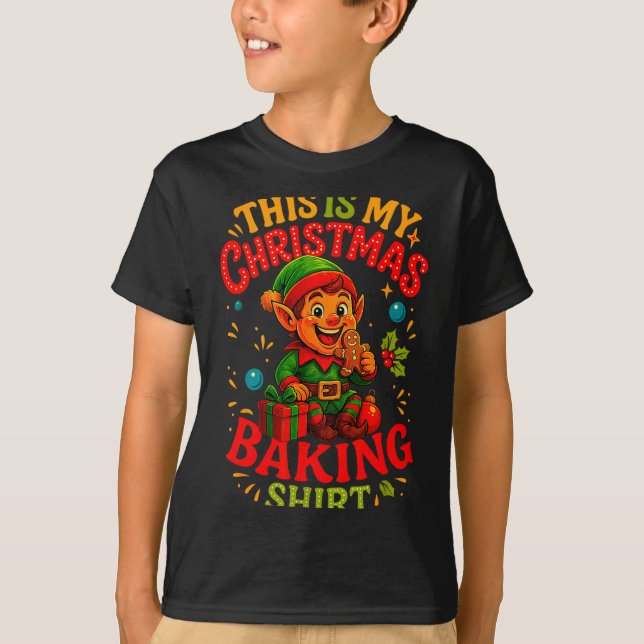 Christmas Baking Shirt Cute Elf Gingerbread Pastry T (Framsida)