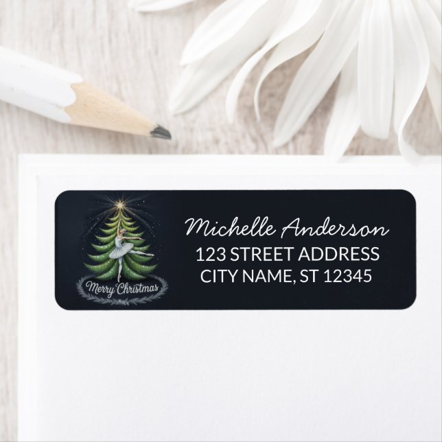 Christmas ballet Ballerina dancer Return Address  Returadress Etikett (Insitu)