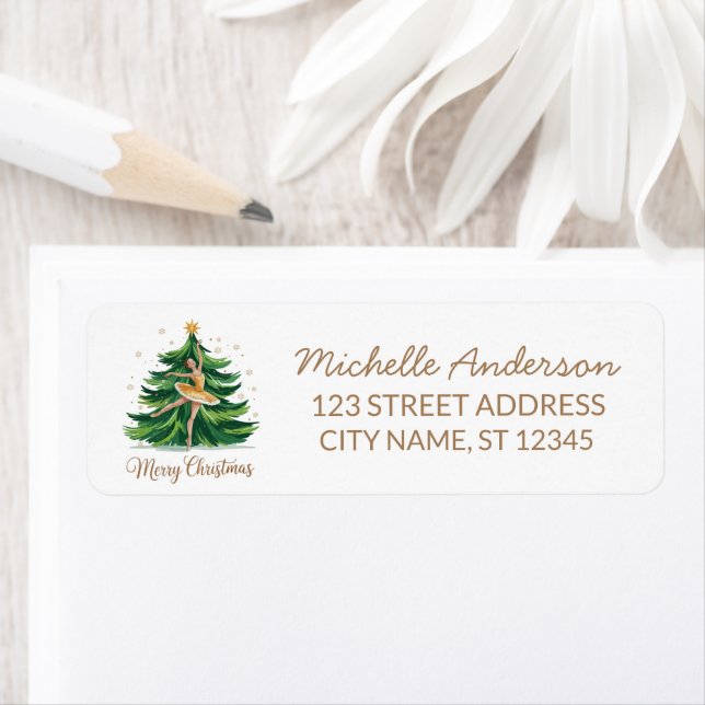 Christmas ballet Ballerina dancer Return Address  Returadress Etikett (Insitu)