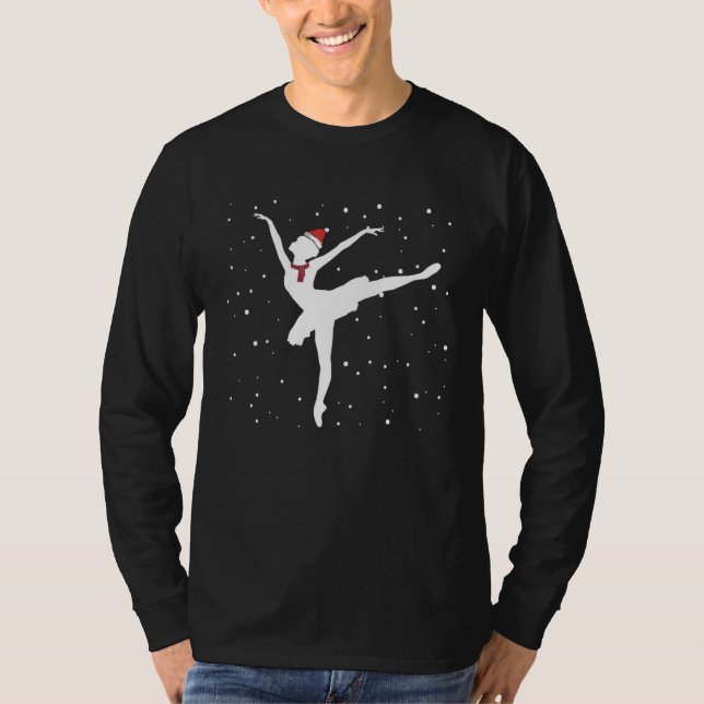 Christmas Ballet Costume Ballerina Silhouette Danc T Shirt (Framsida)