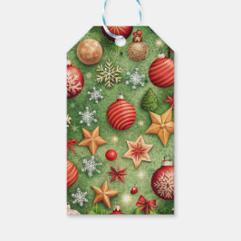 CHRISTMAS BALLS STARS SNOWFLAKES PRESENTETIKETT