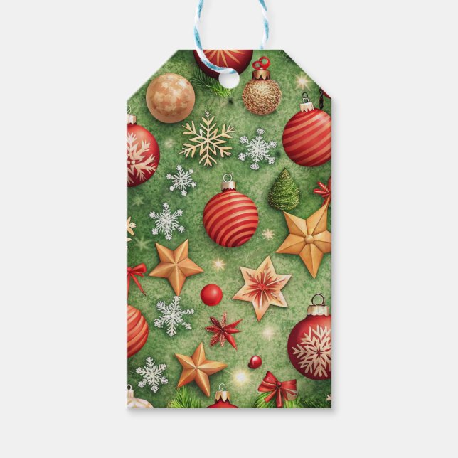 CHRISTMAS BALLS STARS SNOWFLAKES PRESENTETIKETT (Framsidan)