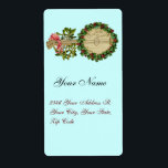 CHRISTMAS BANJO MED MISTLETOES OCH HOLLY BERRIES FRAKTSEDEL<br><div class="desc">Utformning av elegantens dekorativa vintage för presentetiketter.</div>