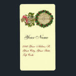 CHRISTMAS BANJO MED MISTLETOES OCH HOLLY BERRIES FRAKTSEDEL<br><div class="desc">Utformning av elegantens dekorativa vintage för presentetiketter.</div>