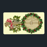 CHRISTMAS BANJO MED MISTLETOES OCH HOLLY BERRIES FRAKTSEDEL<br><div class="desc">Utformning av elegantens dekorativa vintage för presentetiketter.</div>
