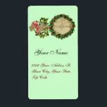 CHRISTMAS BANJO MED MISTLETOES OCH HOLLY BERRIES FRAKTSEDEL<br><div class="desc">Utformning av elegantens dekorativa vintage för presentetiketter.</div>