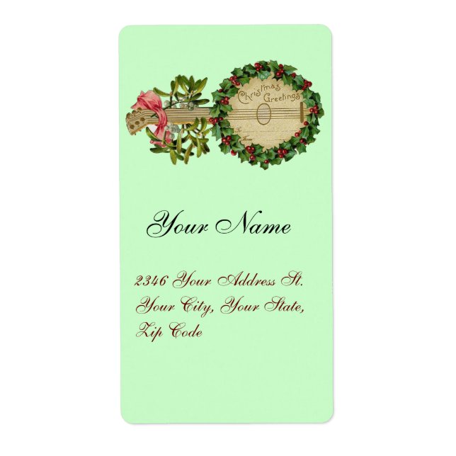 CHRISTMAS BANJO MED MISTLETOES OCH HOLLY BERRIES FRAKTSEDEL (Framsidan)