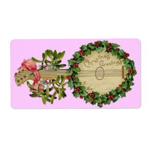 CHRISTMAS BANJO MED MISTLETOES OCH HOLLY BERRIES FRAKTSEDEL