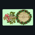 CHRISTMAS BANJO MED MISTLETOES OCH HOLLY BERRIES FRAKTSEDEL<br><div class="desc">Utformning av elegantens dekorativa vintage för presentetiketter.</div>