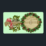 CHRISTMAS BANJO MED MISTLETOES OCH HOLLY BERRIES FRAKTSEDEL<br><div class="desc">Utformning av elegantens dekorativa vintage för presentetiketter.</div>
