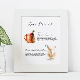 Christmas Bar Signs | Watercolor Cocktails Poster