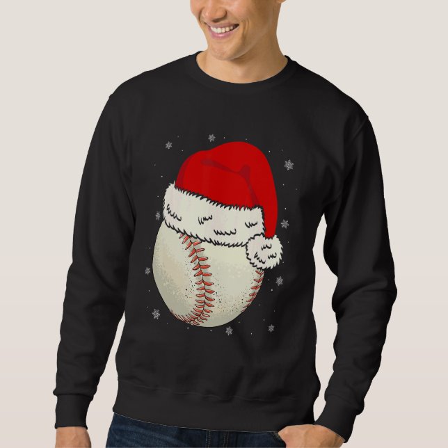 Christmas Baseball Ball Santa Hat Xmas Boys Catche Lång Ärmad Tröja (Framsida)