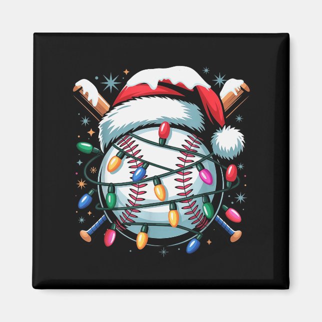 Christmas Baseball Boy Youth Kid Men Santa Hat Xma Magnet (Framsidan)