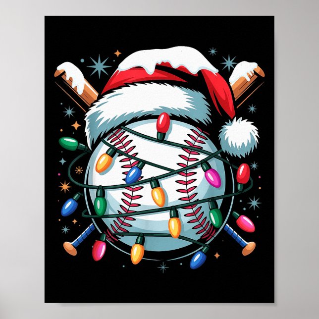 Christmas Baseball Boy Youth Kid Men Santa Hat Xma Poster (Framsidan)