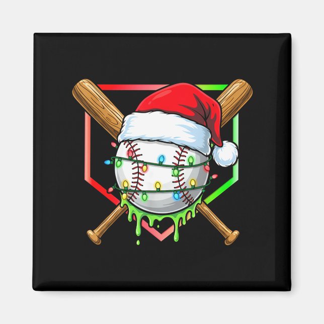 Christmas Baseball Drip Ice Cream Drip Baseball Lo Magnet (Framsidan)