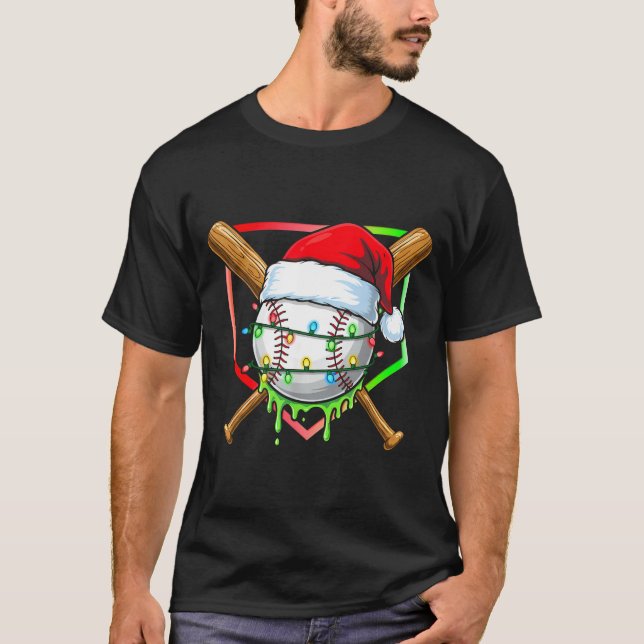Christmas Baseball Drip Ice Cream Drip Baseball Lo T Shirt (Framsida)