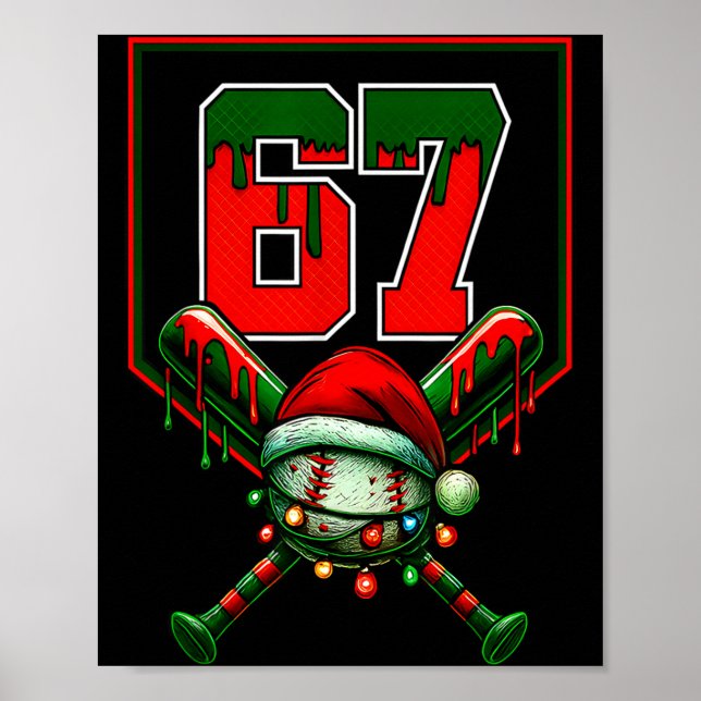 Christmas Baseball Drip Number 67 Player Or 67th B Poster (Framsidan)