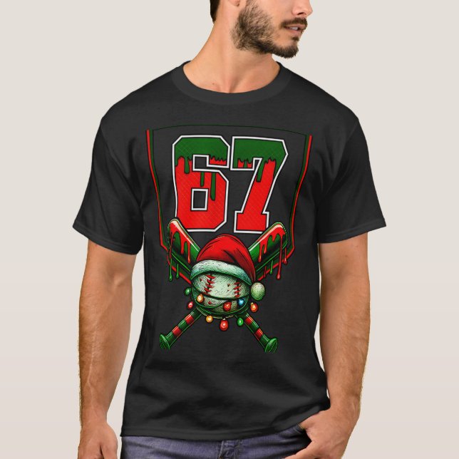 Christmas Baseball Drip Number 67 Player Or 67th B T Shirt (Framsida)