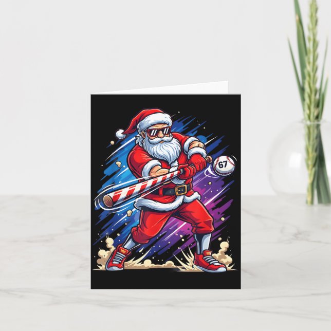 Christmas Baseball Funny Santa Game Day Xmas Boys  Kort (Framsida)