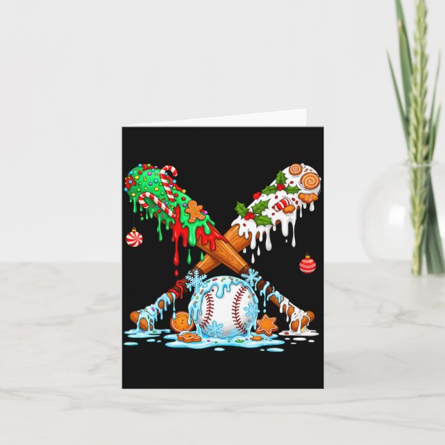Christmas Baseball Ice Cream Drip Candy Game Day B Kort (Framsida)
