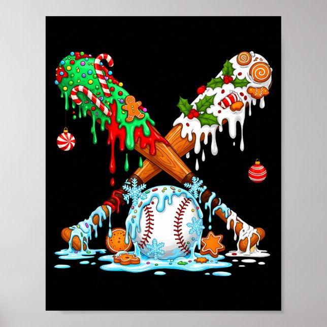 Christmas Baseball Ice Cream Drip Candy Game Day B Poster (Framsidan)