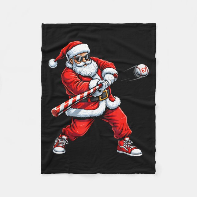 Christmas Baseball Player Santa Funny Xmas Boys Me Fleecefilt (Framsidan)