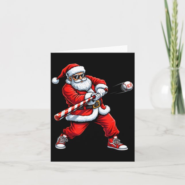 Christmas Baseball Player Santa Funny Xmas Boys Me Kort (Framsida)
