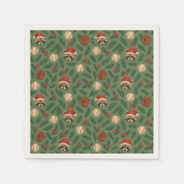 Christmas Baseball Raccoon Pattern Napkins Pappersservett