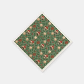 Christmas Baseball Raccoon Pattern Napkins Pappersservett