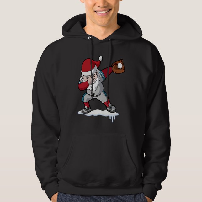 Christmas Baseball Santa Claus Quarterback Boys Ki Hoodie (Framsida)