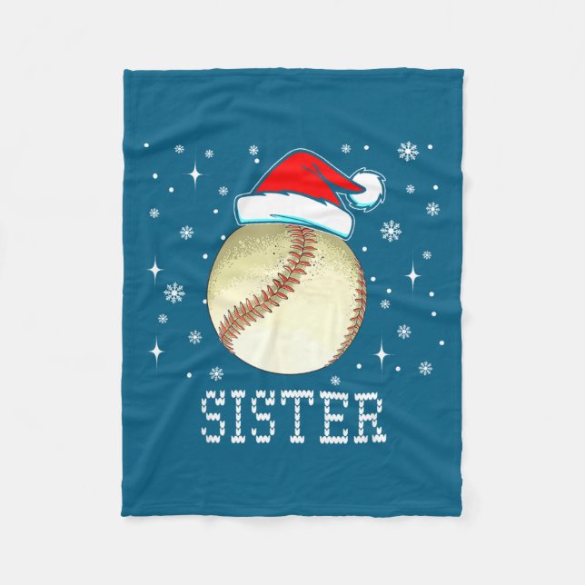 Christmas Baseball Sister Xmas Santa Hat Kids Boys Fleecefilt (Framsidan)