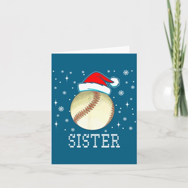 Christmas Baseball Sister Xmas Santa Hat Kids Boys Kort (Framsida)