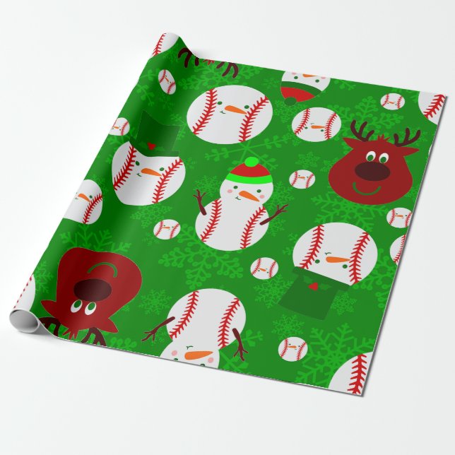 christmas baseball snögubbe renare snowflake presentpapper (Utrullad)