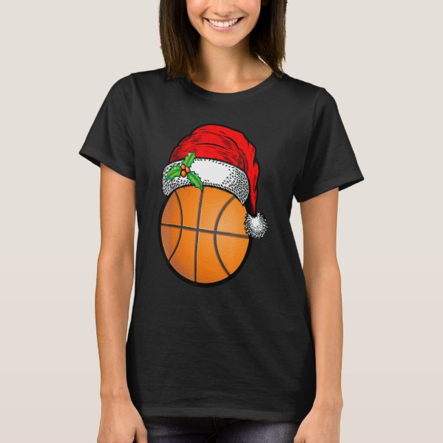 Christmas Basketball Ball Santa Hat Xmas Sport For T Shirt (Framsida)