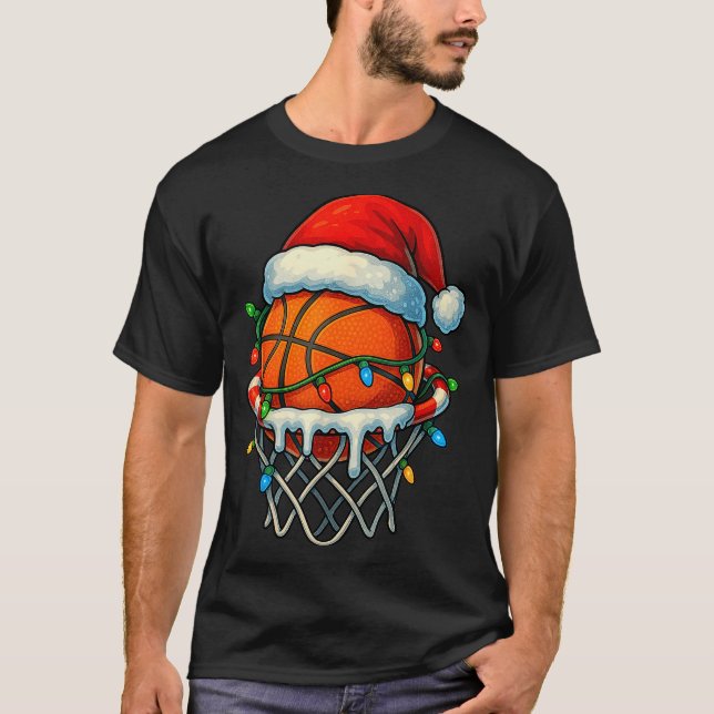 Christmas Basketball Ice Cream Drip For Boys Kids  T Shirt (Framsida)