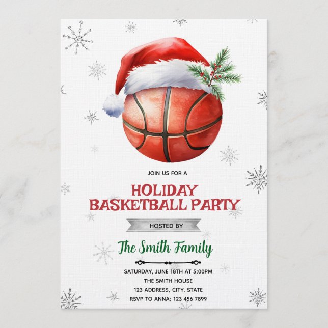 Christmas basketball party invitation inbjudningar (Framsida)