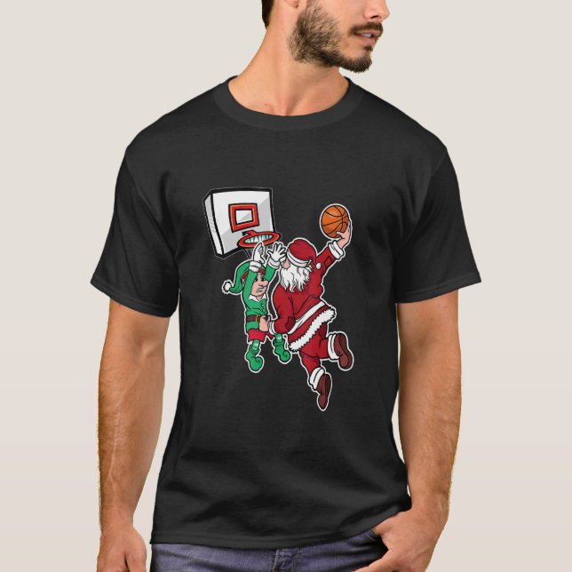 Christmas Basketball Player Santa Dunk Xmas T Shirt (Framsida)