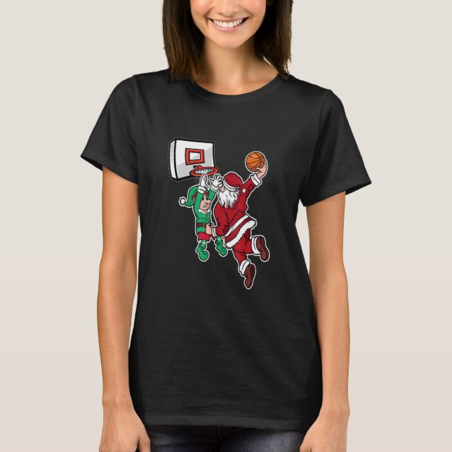 Christmas Basketball Player Santa Dunk Xmas T Shirt (Framsida)
